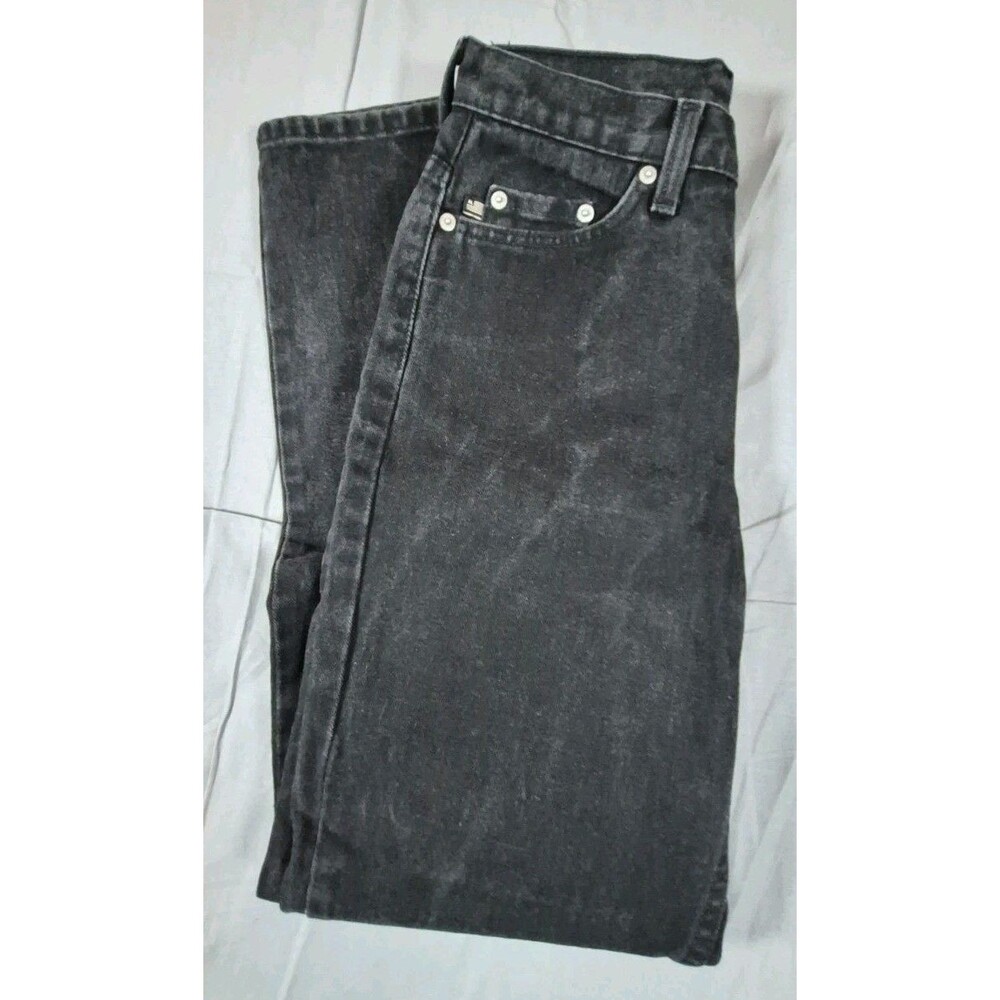 Vtg 1990s Polo Ralph Lauren Jeans Womens Size 4 Black Flag Leather Patch